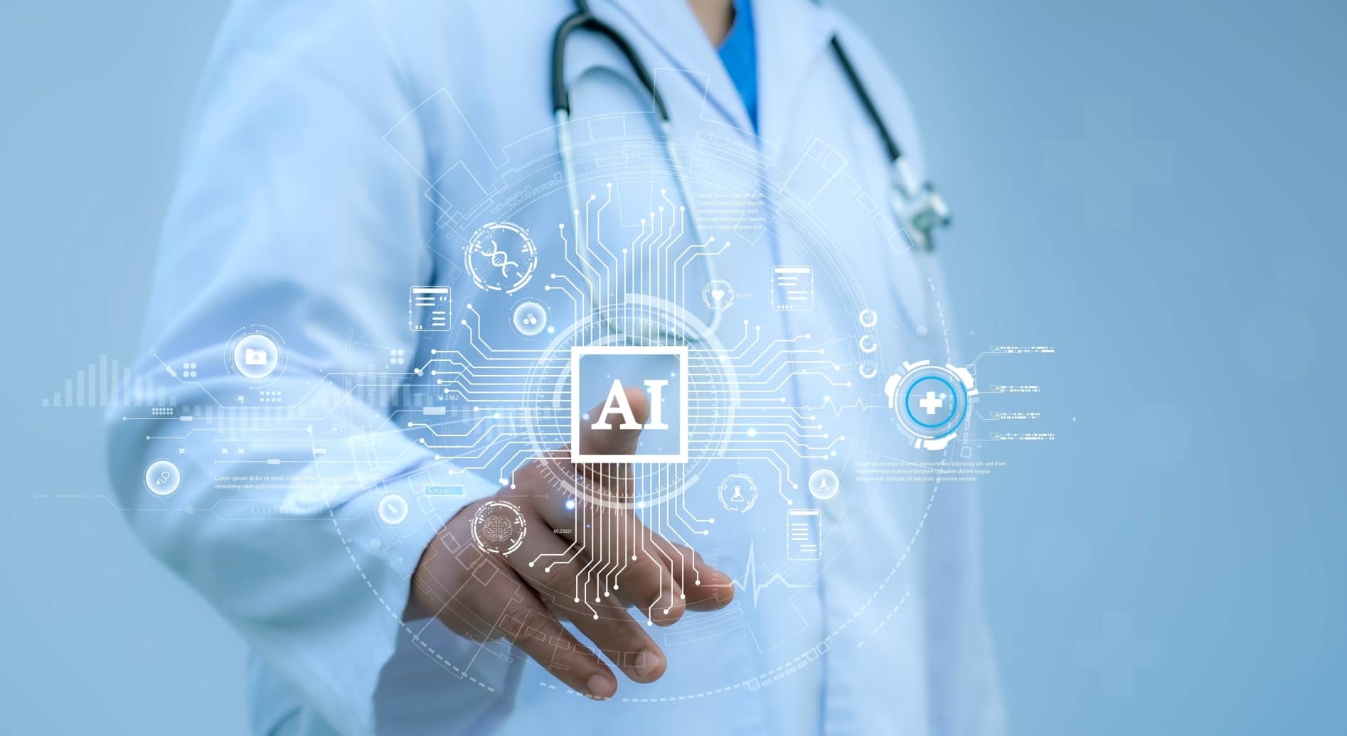 Close up of a medical professional using artificial intelligence